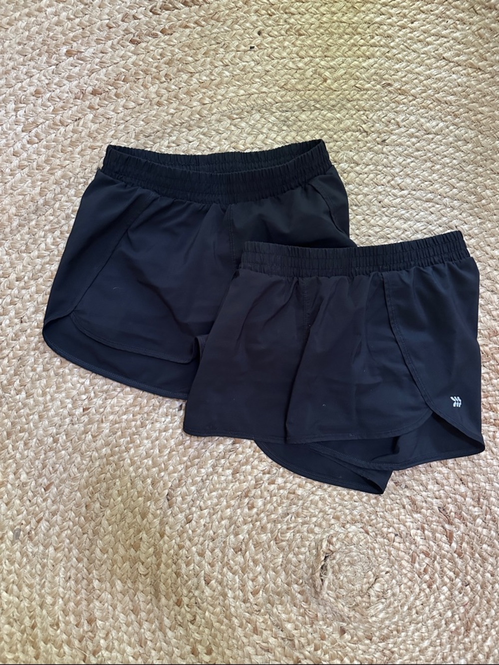 2 Pair All In Motion Black Athletic Shorts L (10/12) Built-In Liner